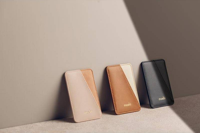 Portofol magnetik Moshi Moshi Slim Wallet, SnapTo System, lëkurë vegane, kafe karamel