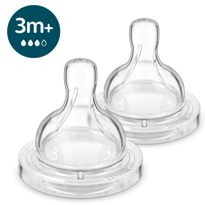 Biberona Airflex Teat T3, 3m+, 2 copë