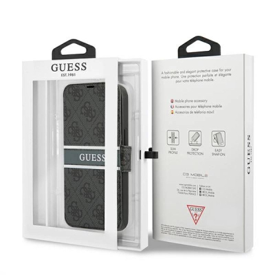 Kapak librë Guess 4G Stripe për iPhone 13 Pro, me magnet, gri
