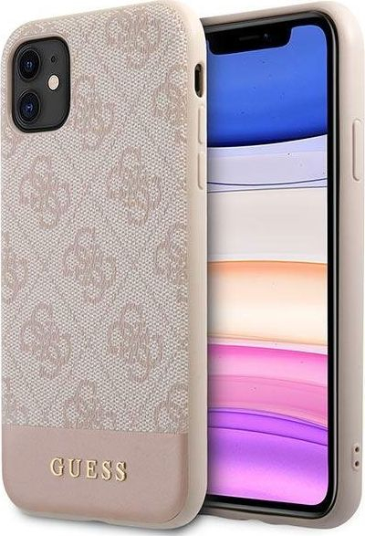 Kapak telefoni Guess 4G Stripe për iPhone 11, hardcase, rozë