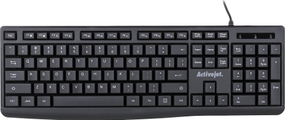 Tastierë me kabllo Activejet K-3803S, USB, 104 taste, e zezë
