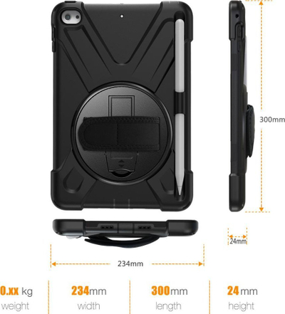 Mbulesë tablet eSTUFF për iPad Mini 4 edhe iPad Mini 2019, tip cover, me pozicione për me e mbajt në këmbë, e zezë