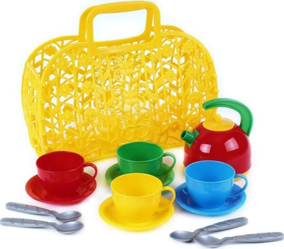 Set enësh plastike për kalamaj, 3 ngjyra, tabaka-çantë plastike, 25x22x11 cm
