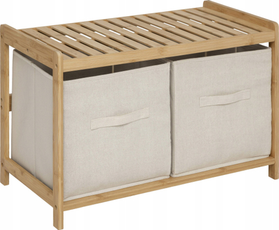Stol banjoje 5five Simply Smart, bambu, me raft ruajtje, 66.8x44x35 cm, bezhë, set 2 copë