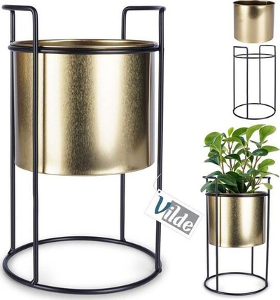 Vazo zbukuruese Vilde Flowerpot, metal, 26 cm, ngjyrë ari