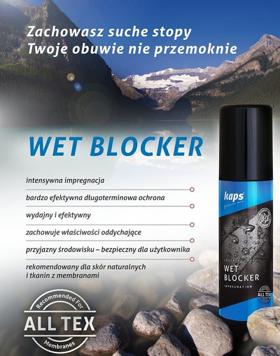 Solucion për këpucë Kaps Wet Blocker, kundra ujit, me sfungjer, 75ml