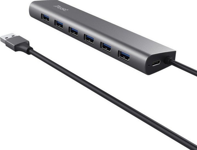 Hub USB Trust Halyx, 7 porta USB 3.2 Gen 1, trup alumini, gri