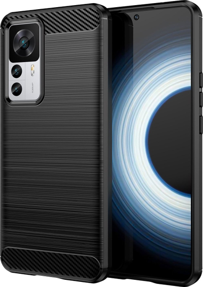 Kllëf makinerie për Xiaomi 12T / 12T Pro Carbon, TPU i butë, mbron nga goditjet, i zi