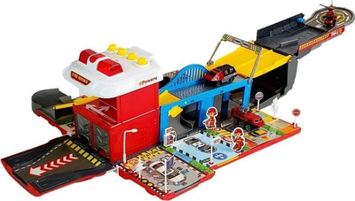 Lodër kamion zjarrfikës Powerex Foldable Parking Fire Brigade Base, pistë parkimi, drita edhe zhurma, i kuq me të bardhë