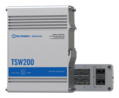 Switch industrial Teltonika TSW200, 8 porta Gigabit PoE, 2 porta SFP, korpus alumini