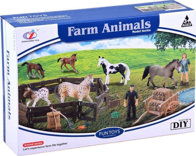 Set lodrash fermë JK Farm PTP02991 A, figura kali dhe fermeri, plastike shumëngjyrëshe
