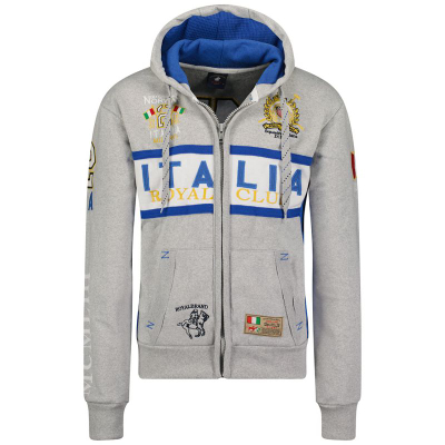 Bluzë me kapuç Geographical Norway Filio 100 M, pambuk poliester, me zinxhir, gri e përzier