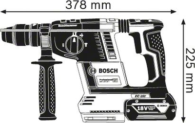 Çekiç-sharrë pa kabllo Bosch GBH 18V-26 F, 18V, 2x 5.0Ah, blu me të zezë