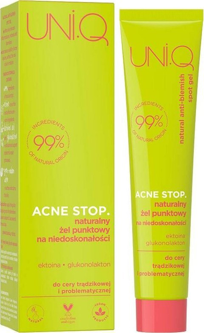 Xhel lokal kundër akneve Uni.q Acne Stop, 99% natyral, 20 ml