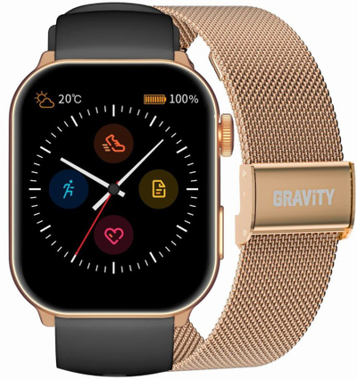 Ora e zgjuar GRAViTY GT28-5, 1.85", Bluetooth, IP68, rozë