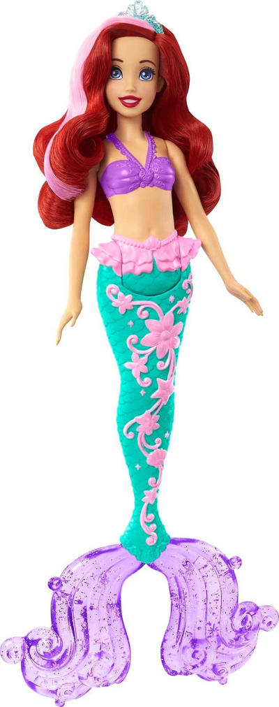 Kukull sirenë Disney Princess Ariel HLW00, ndryshim boje, lodër me ujë, shumëngjyrëshe