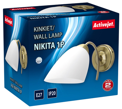 Llambë murale ActiveJet Nikita 1P, E27, 60W, ngjyrë ari