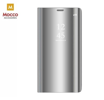 Mbulesë Mocco Clear View për Samsung Galaxy A42 5G, me kapak, argjend