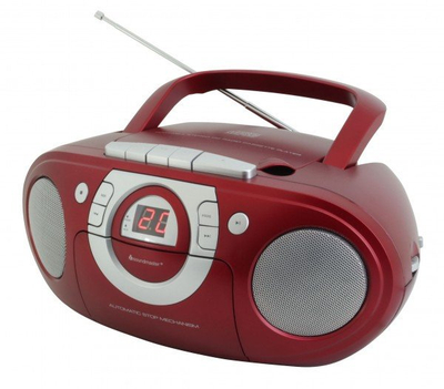 Boombox Soundmaster, me CD, radio FM stereo, i kuq