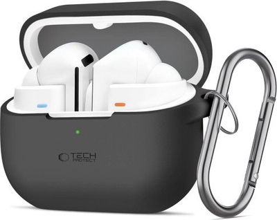 Mbulesë silikoni Tech-Protect Hook Case për Samsung Galaxy Buds 3 / Buds 3 Pro, me karabinë, e zezë