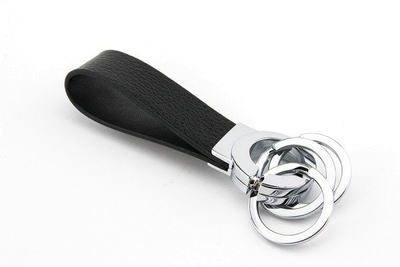 Mbajtëse çelsash Troika Leather Loop 3 Ring Key Click Holder, lëkurë, e zezë