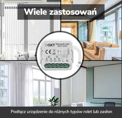Modul i zgjuar për roleta Oxt Mini Smart Module Controller, 2 kanale, WiFi Tuya, i bardhë