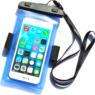 Etui universale për telefon waterproof PVC, me rrip krahu dhe varëse qafe, blu