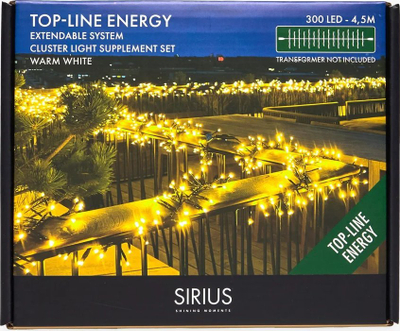 Dekor dritash LED Top-Line Energy Cluster Supplement, 300 LED, 4.5m, dritë e bardhë e ngrohtë