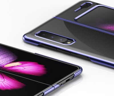 Mbrojtëse telefoni Hurtel Plating Case për Samsung Galaxy Fold, kornizë metalike, pjesë e pasme transparente, blu