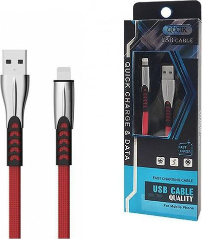 Kabllo USB Powerline BW02 për iPhone, 1m, 2.4A, e kuqe