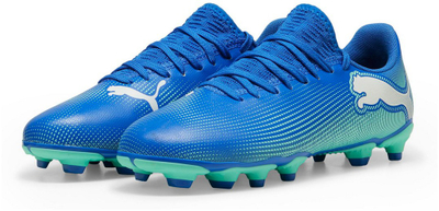 Këpucë futbolli fëmijësh Puma Future 7 Play FG AG Jr 107949 01, për fushë natyrale dhe sintetike, blu