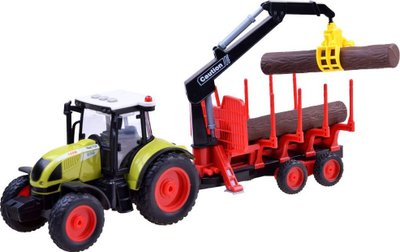 Lodër traktor me rimorkio Farmland ZA2436, shkallë 1:16, me drita edhe zhurma, jeshile me të kuqe