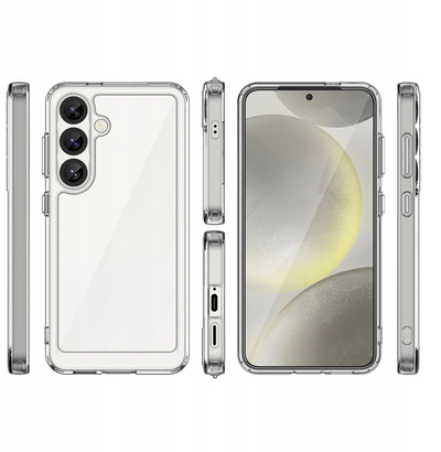 Силиконска маска Outer Space за Samsung Galaxy S25, жолта рамка, проѕирна црна