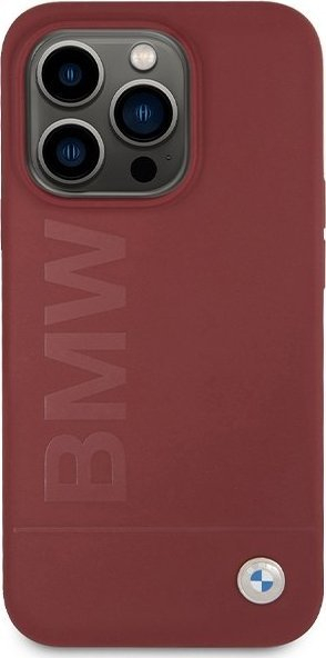 Kapak telefoni BMW Silicone Big Logo MagSafe për iPhone 15 Pro 6.1", silikon, i kuq