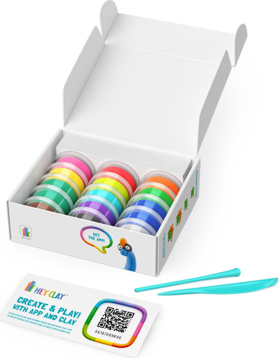 Set plasteline Hey Clay Dinos, 15 doza, tharje në ajër, shumëngjyrësh