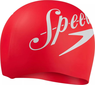 Kapelë noti Speedo Big Logo Placement, silikon, e kuqe me të bardhë
