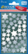 Ngjitëse dekorative Z-Design 52812, motive yjesh Krishtlindjesh, 2 fletë 96 copë, argjendi