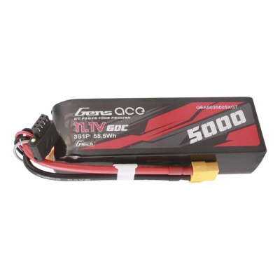 Bateri LiPo Gens Ace 3S1P, 5000mAh, 11.1V 60C, me lidhës XT60
