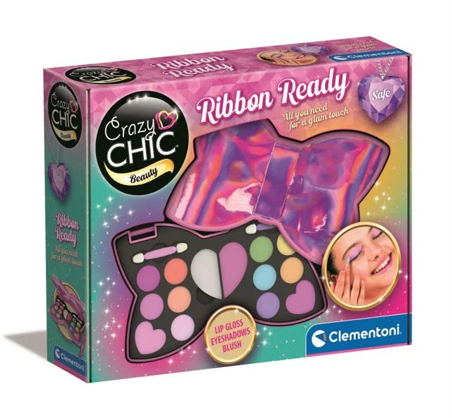 Set grim Clementoni Crazy Chic Ribbon Ready, paletë me hije sysh dhe blush, shumëngjyrësh