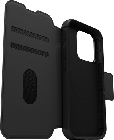 Mbrojtëse telefoni OtterBox Strada Folio për iPhone 15 Pro, me MagSafe, lëkurë, e zezë