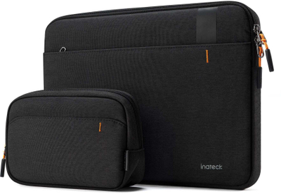Çantë mbrojtëse laptopi Inateck, 14", që s’e zë uji kollaj, me xhep për aksesorë, e zezë