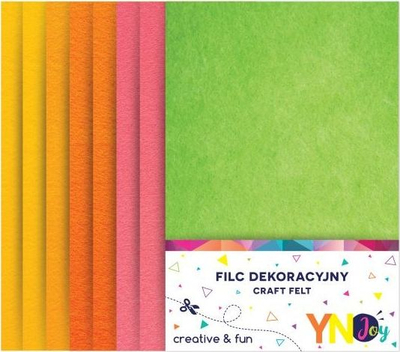 Set fletë filci dekorativ Noster, A4, 8 ngjyra fluoreshente