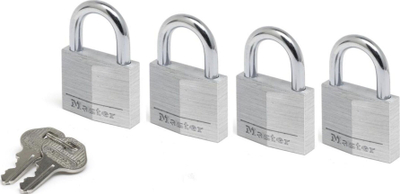 Set dryna Master Lock, 40mm, alumin, 4-pin, një çelës për 4 copë