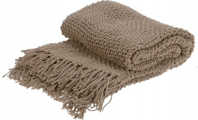 Mbulesë krevati Home Styling Collection, pambuk, 130 x 170 cm, me frrudha, bezhë