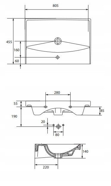 Lavabo mobiljeje Cersanit City Box, 80.5x45.5 cm, qeramike, e bardhë
