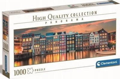 Puzzle Clementoni Panorama Bright Amsterdam, 1000 pjesë, 98 x 33 cm, shumëngjyrëshe
