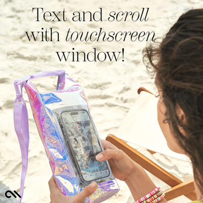 Çantë ujëduruese për telefon Soap Bubble Bucket Bag, roll top, xhep touchscreen, e zezë