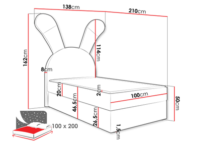 Shtrat kontinental BUNNY LIGHT 100x200 + dyshek, bardhë
