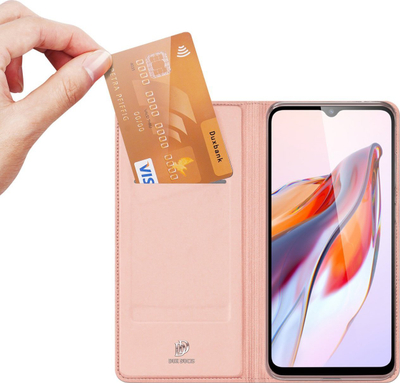 Kapak telefoni Dux Ducis Skin Pro për Xiaomi Redmi 11A Poco C55 Redmi 12C, lëkurë eko, tip libër, rozë