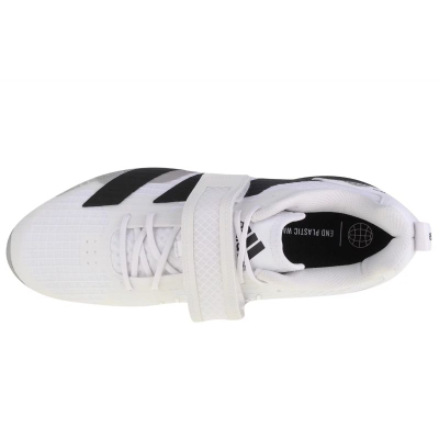 Këpucë weightlifting Adidas Adipower 3, thembër e ngritur, rrip rregullues, të bardha